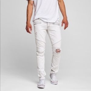 Hudson The Blinder Biker White Denim Moto Jeans 36